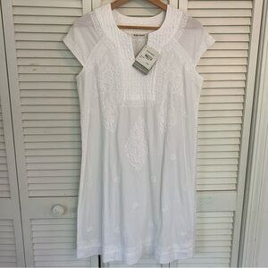 NWT Roller Rabbit White Embroidered Cotton Dress Small Boho Lined $138 Retail